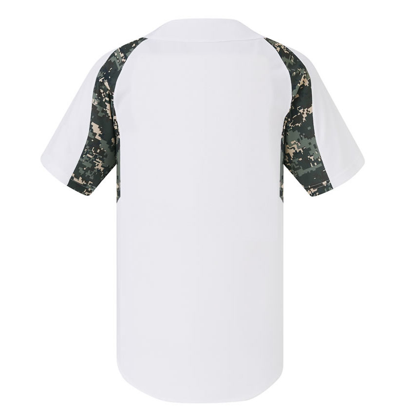 激安クラスティーシャツ野球ユニフォーム（ホワイト×迷彩）ベースボールシャツ画像2