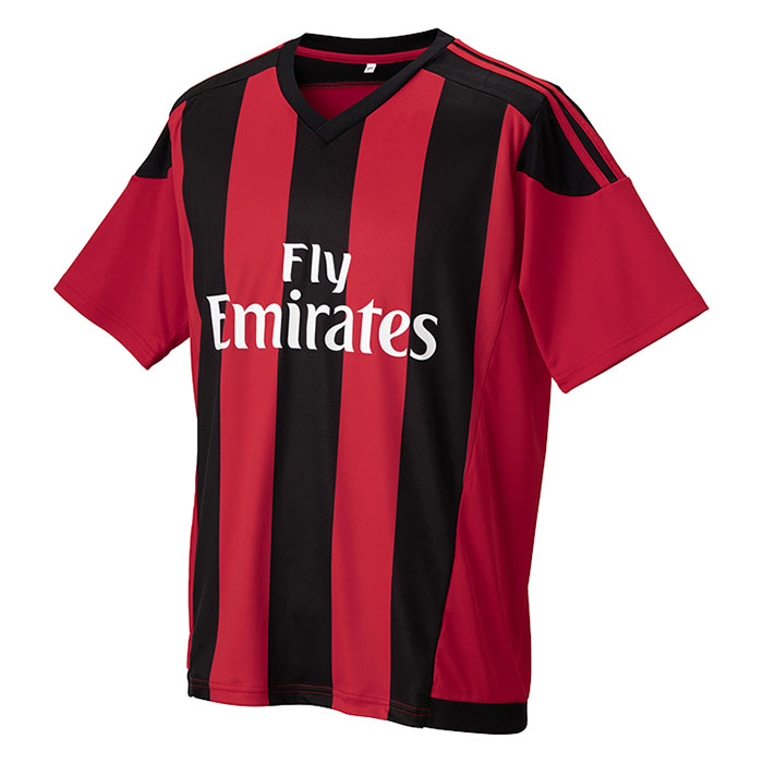 激安クラスティーシャツ（S～2XL）オリジナルストライプサッカーユニフォーム レッド×ブラック画像1