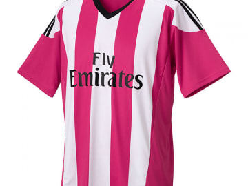 （S～2XL）オリジナルストライプサッカーユニフォーム ピンク×ホワイト