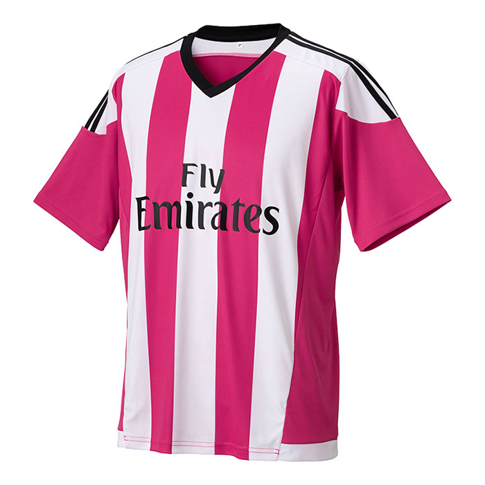 激安クラスティーシャツ（S～2XL）オリジナルストライプサッカーユニフォーム ピンク×ホワイト画像1