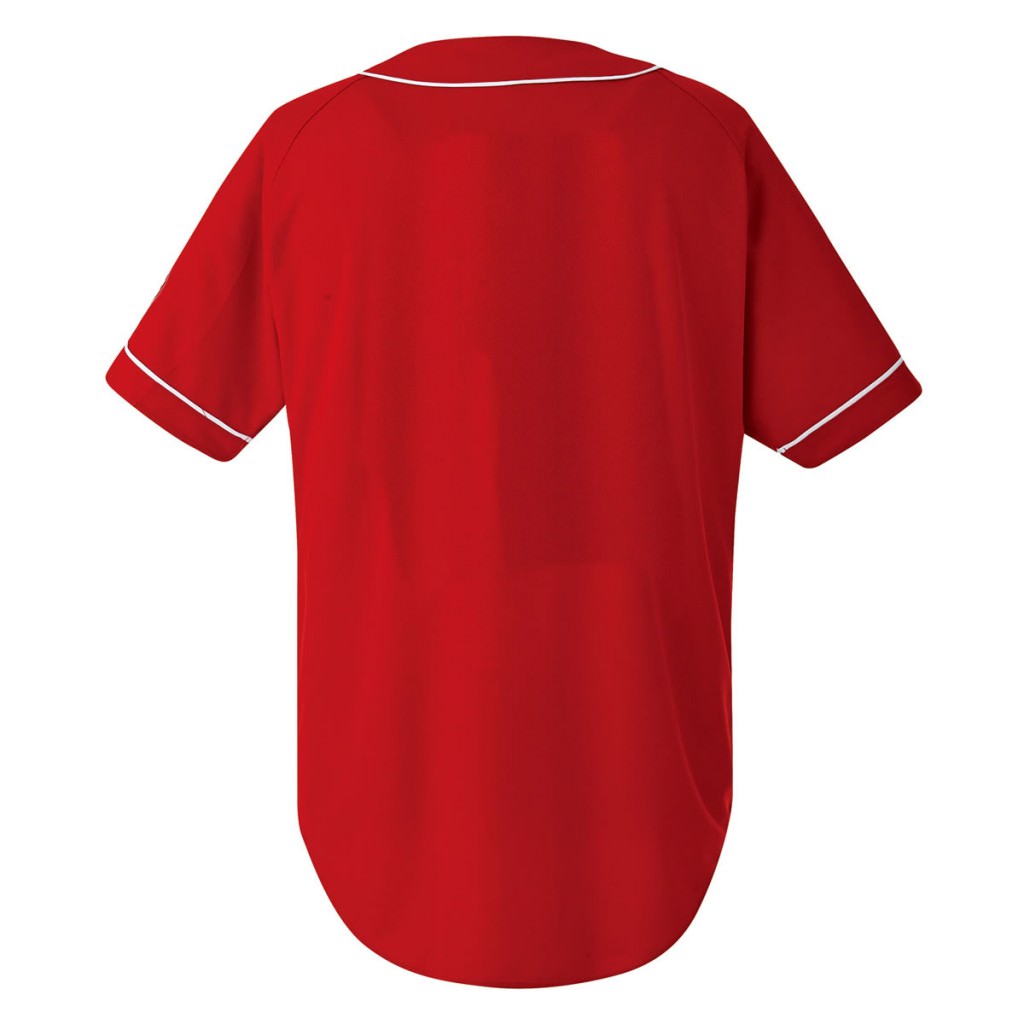 激安クラスティーシャツ野球ユニフォーム（レッド×ホワイト）ベースボールシャツ画像2