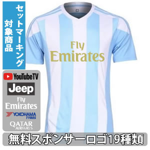 S 2xl オリジナルストライプサッカーユニフォーム ホワイト サックス 激安サッカーユニフォームとクラスtシャツのパラスポ