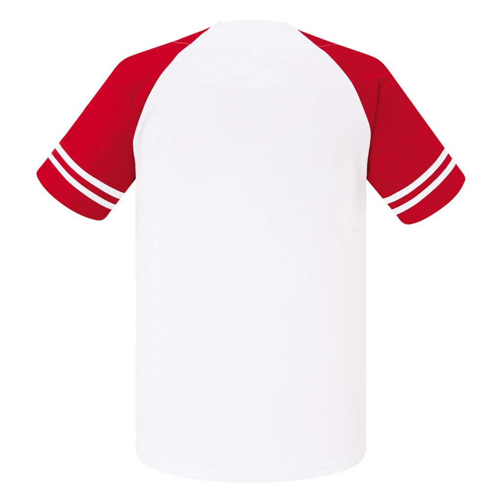 激安クラスティーシャツ野球ユニフォーム（ホワイト×レッド）ベースボールシャツ画像2
