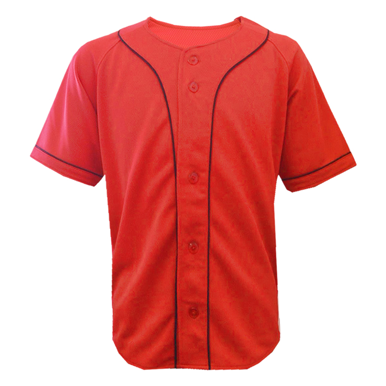 激安クラスティーシャツ野球ユニフォーム（レッド×ブラック）ベースボールシャツ画像1
