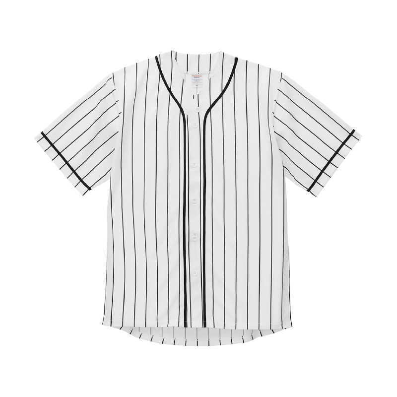 4.1オンス ドライ ベースボールシャツ ホワイト/ブラックストライプ  