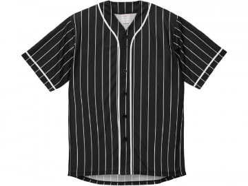 4.1オンス ドライ ベースボールシャツ　ブラック/ホワイトストライプ